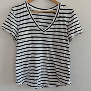 LOFT Black and White Striped Top